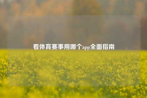 看体育赛事用哪个app全面指南