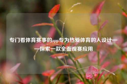 专门看体育赛事的app专为热爱体育的人设计——探索一款全面观赛应用