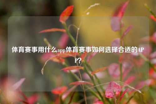 体育赛事用什么app体育赛事如何选择合适的APP？