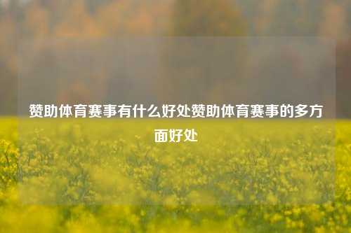 赞助体育赛事有什么好处赞助体育赛事的多方面好处