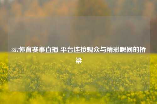 857体育赛事直播 平台连接观众与精彩瞬间的桥梁