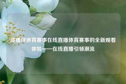 波播球体育赛事在线直播体育赛事的全新观看体验——在线直播引领潮流