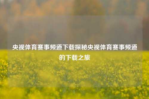 央视体育赛事频道下载探秘央视体育赛事频道的下载之旅