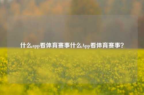 什么app看体育赛事什么App看体育赛事？