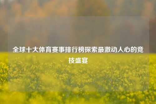 全球十大体育赛事排行榜探索最激动人心的竞技盛宴