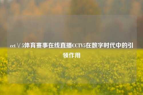cct∨5体育赛事在线直播CCTV5在数字时代中的引领作用